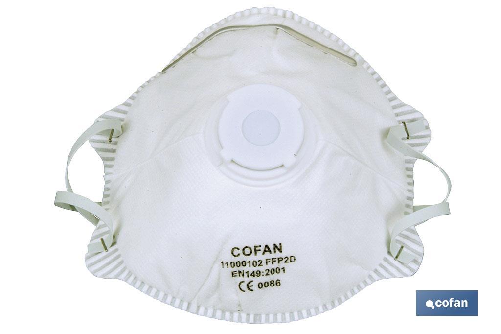 Lot de 2 masques FFP2 (D) | Non réutilisables | Avec valve d'expiration | Efficacité de filtration supérieure à 94 % - Cofan