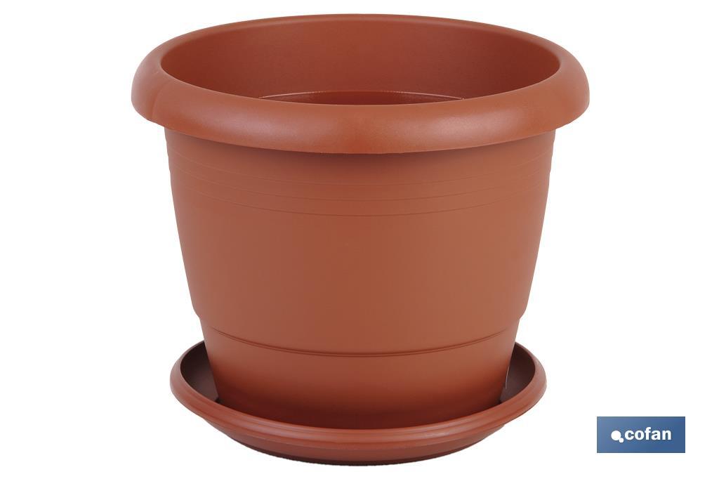 Pot de fleurs rond avec soucoupe | Spécial pour les plantes et les fleurs | Parfait pour placer en extérieur ou en intérieur - Cofan
