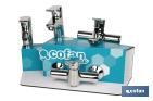 Set rubinetteria con espositore per miscelatori da bagno Modello Ross | Ideale per esporre i rubinetti | Capacità: 5 unità - Cofan