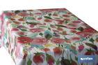 RESIN-COATED TABLECLOTH WITH FLORAL PATTERN DESIGN