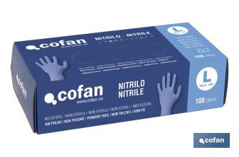 Boîte de 100 unités de gants de nitrile | Fins et élastiques | Non poudrés | Commodes et agréable au toucher - Cofan