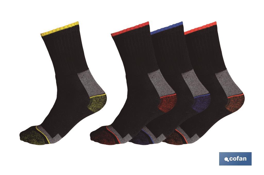 Pack of 4 Pairs of Reinforced Socks | Composition: 65% Cotton - 25% Polyester - 7% Polyamide - 3% Elastane - Cofan