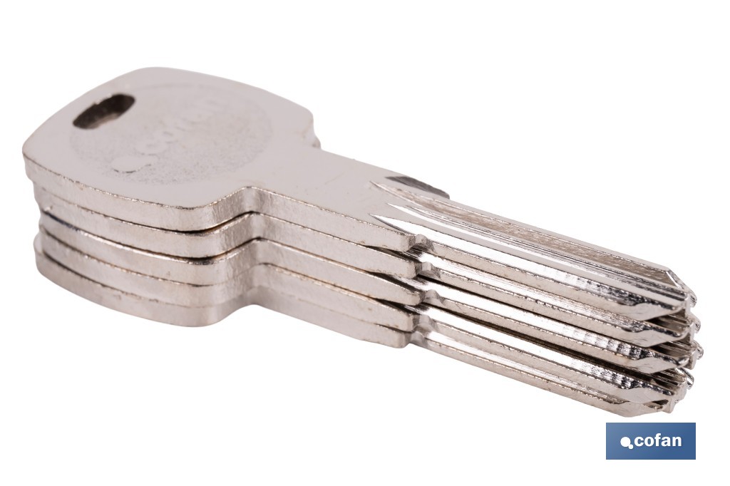 Llave en bruto para cilindros de seguridad | Compatible con Silca y JMA | Acero niquelado - Cofan