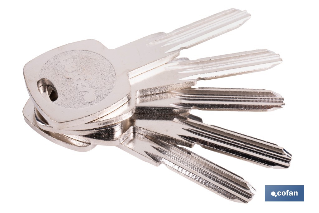Llave en bruto para cilindros de seguridad | Compatible con Silca y JMA | Acero niquelado - Cofan