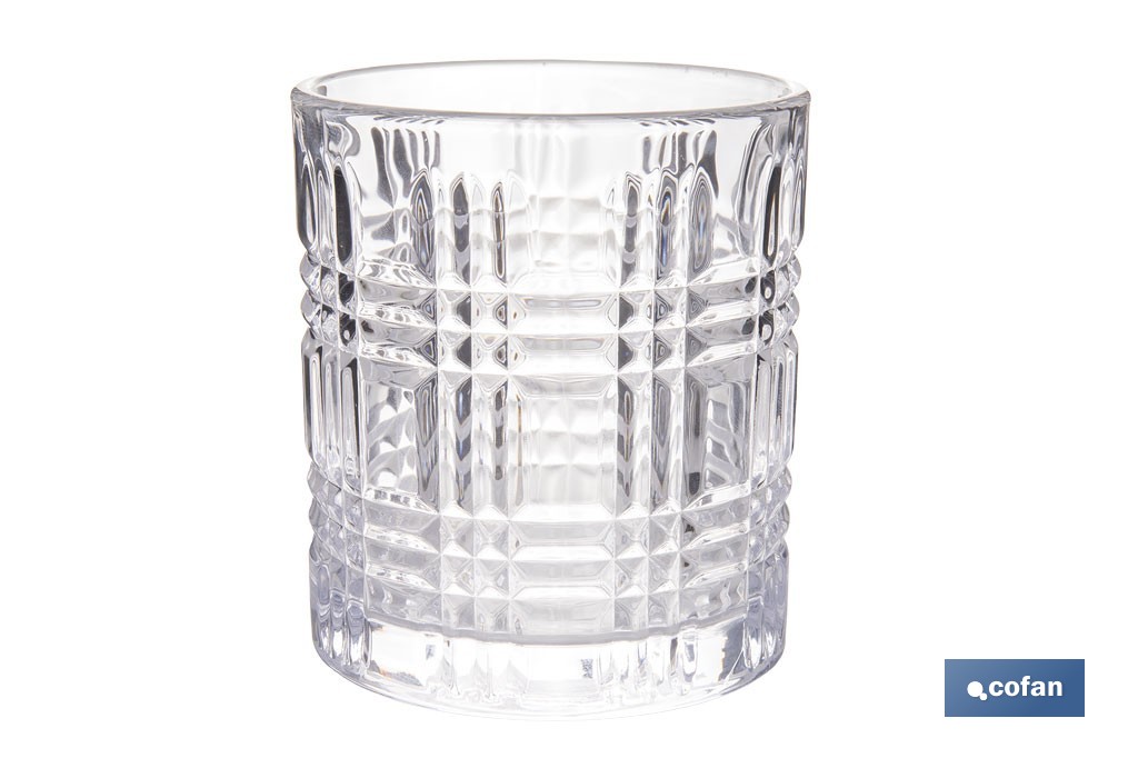 Pack de 6 vasos de agua con relieve | Capacidad: 27,5 cl | Material: vidrio | Color: transparente - Cofan