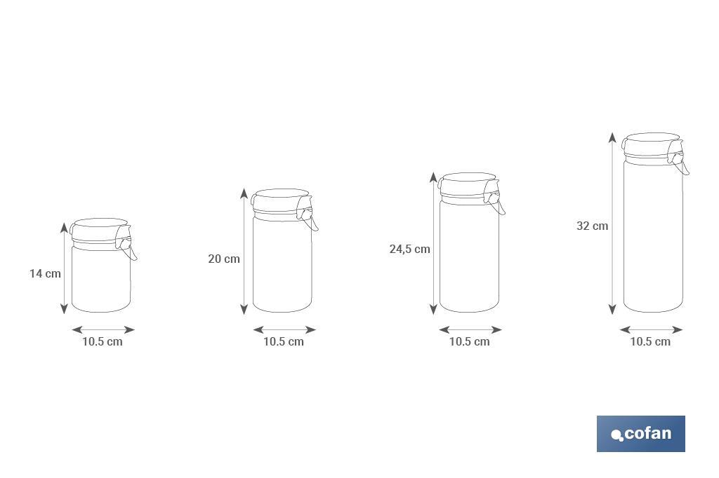 Set de 4 Récipients en Verre | Pour le Stockage | Capacité de 750-1150-1500-2100 ml - Cofan