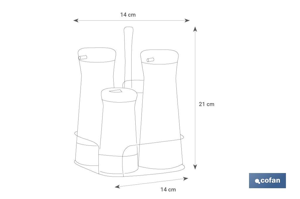 Set de aceiteras de 4 piezas | Capacidad: 2 piezas de 230 ml y 2 piezas 120 ml | Color beige - Cofan