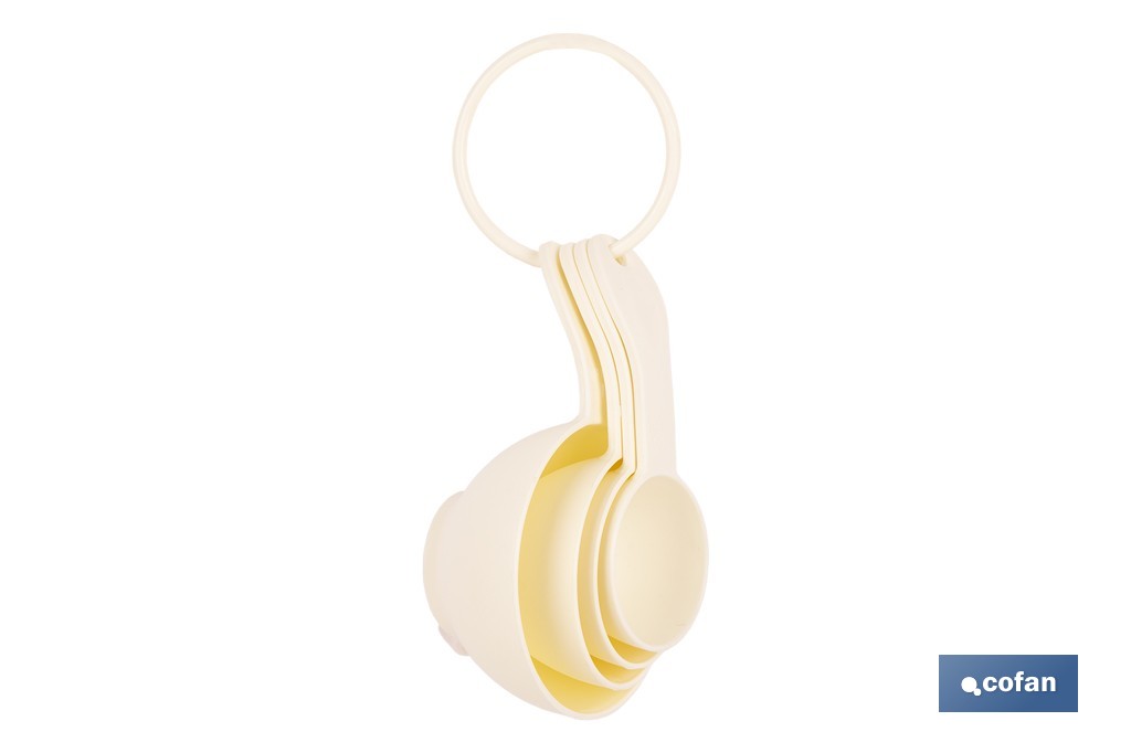 Juego de 4 cucharas medidoras con diferentes capacidades | Medición en mililitros | Color: amarillo pastel - Cofan