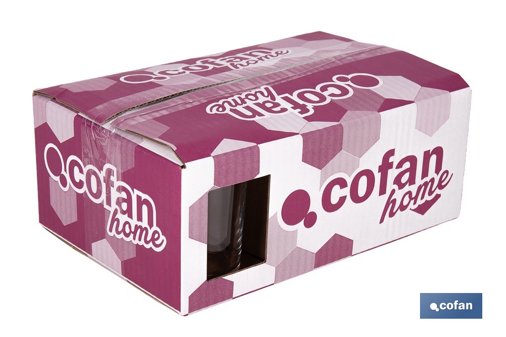 Pack de 6 vasos de caña de vidrio templado | Capacidad: 200 ml | Adecuado para cerveza, agua, refrescos y zumos - Cofan
