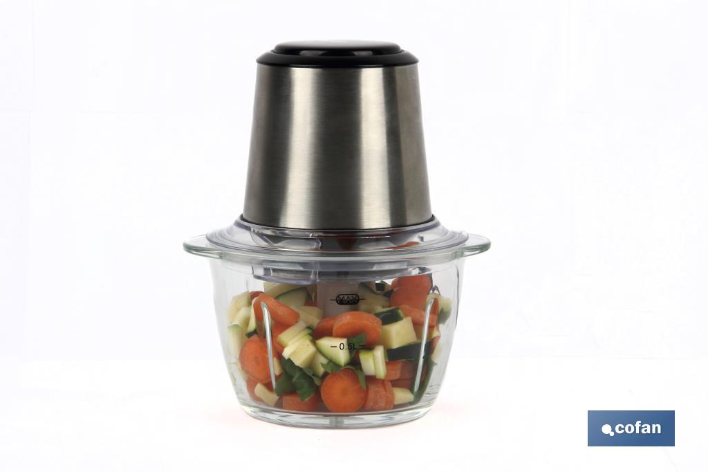 Electric food chopper | Olvera Model | Stainless steel & glass bowl | 400W | 1.2-litre capacity - Cofan