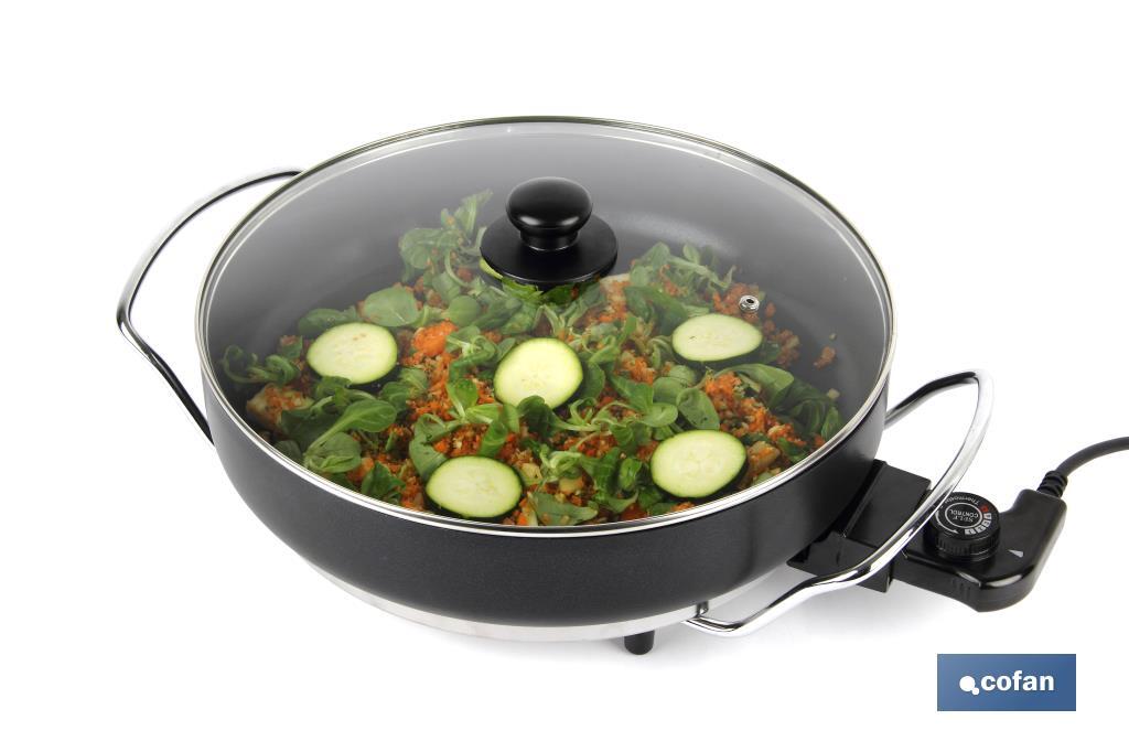 Electric pan | Belice Model | 1,500W | Steel base with non-stick coating | Diameter: 36cm - Cofan