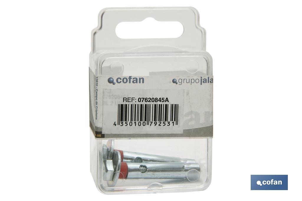 Tasselli metallici con vite a testa esagonale 6.8. Blister standard - Cofan