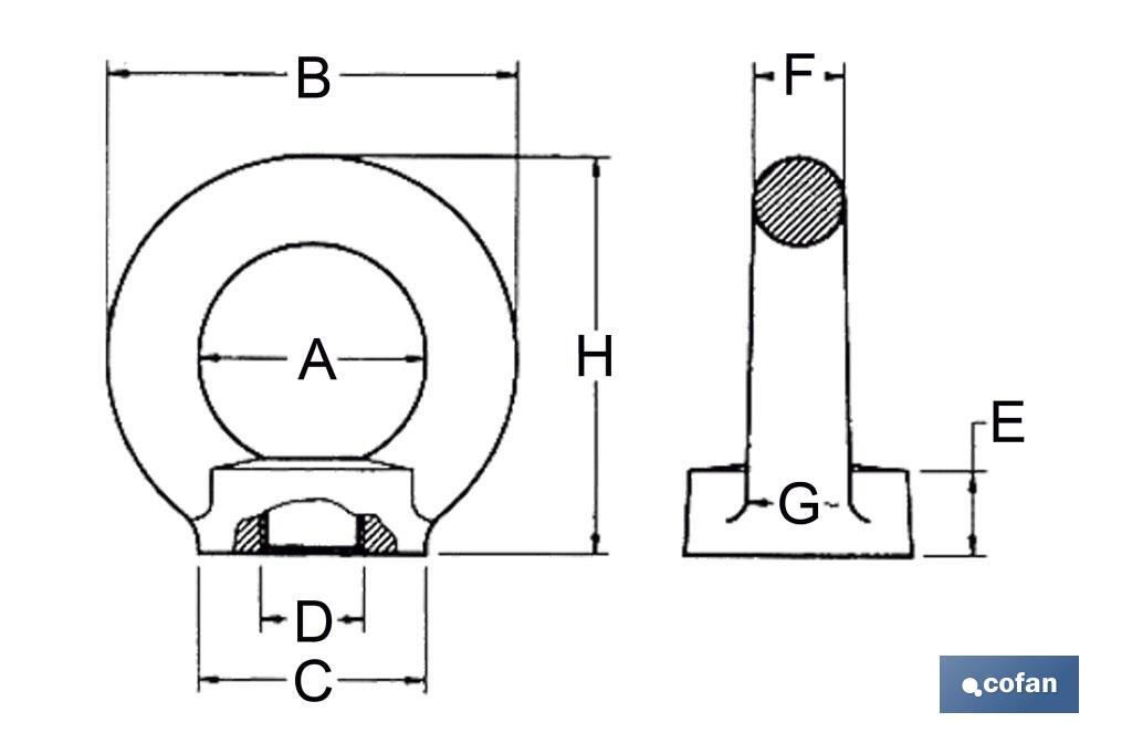 Anello di sollevamento femmina DIN-582 INOX A2 - Cofan