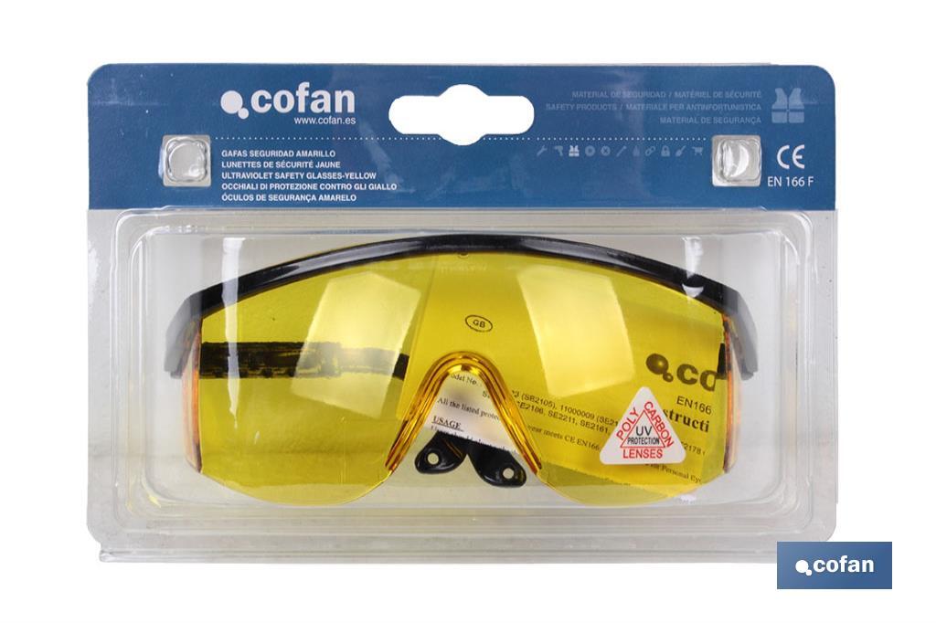 Confezione di occhiali di protezione | Lenti gialle | Protezione UV | EN  166 | Cofan