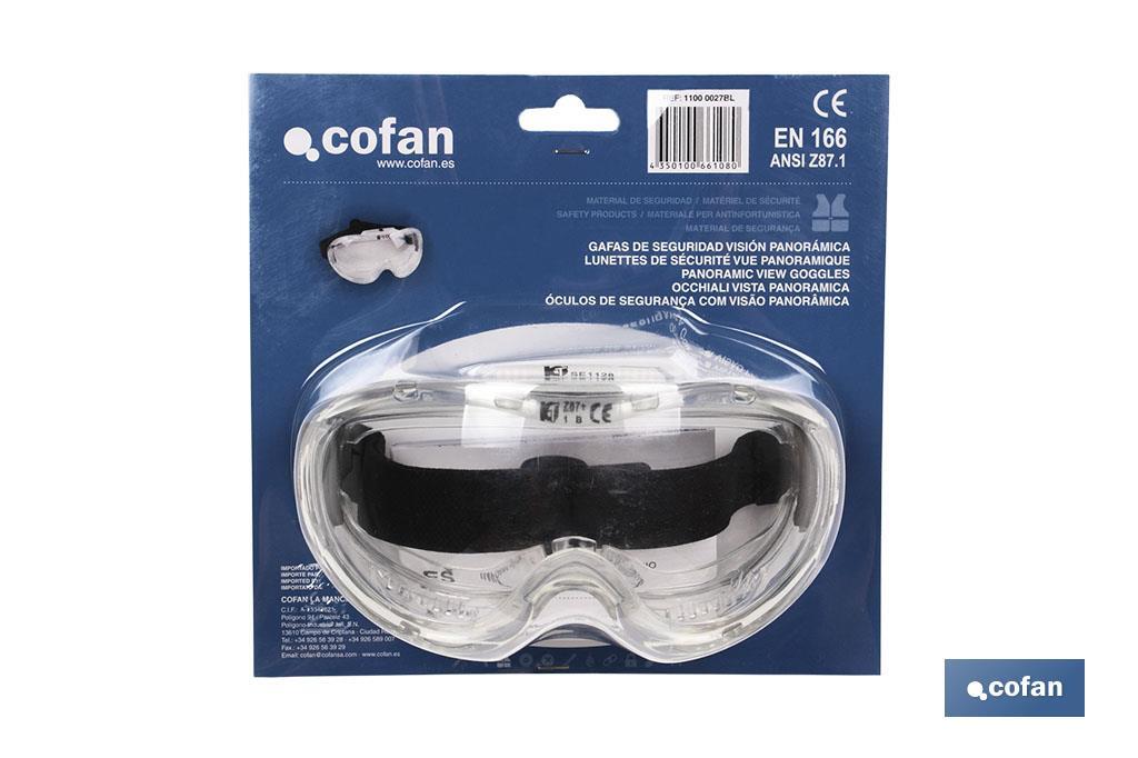 Lunettes de protection contre les projections | Confortables et légères | Réglage avec élastique | Protection UV | Blister - Cofan