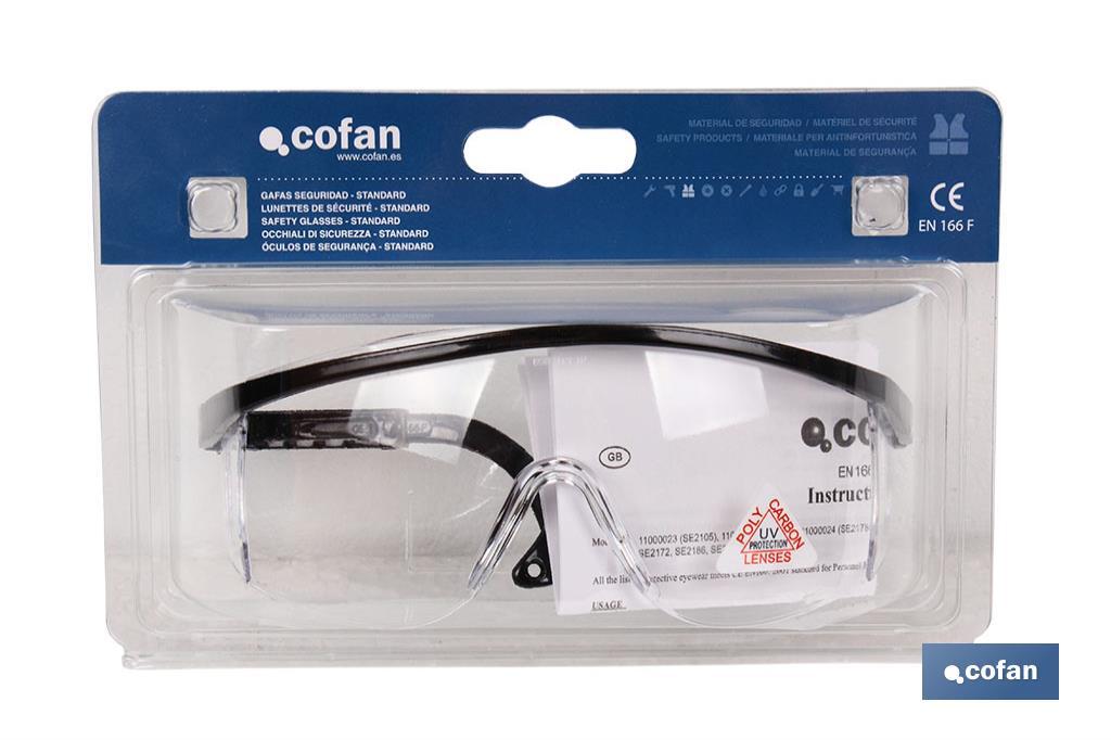 Blister Óculos Segurança I Com lente clara I Modelo standar I EN 166 - Cofan