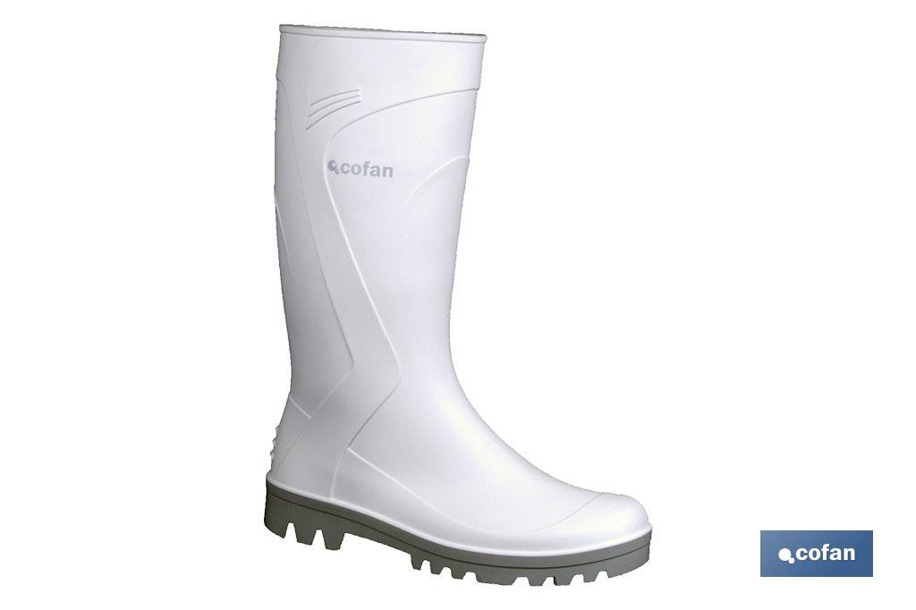 Bota de Agua | Alta | Fabricada en PVC | Color Blanco | Suela Antideslizante y Resistente a la Abrasión - Cofan