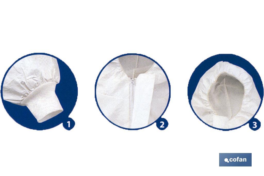 Disposable coveralls | Available in blue or white | Available in various sizes | New non-woven fabric - Cofan