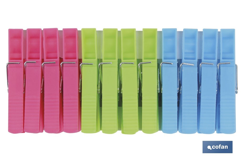 Plastic clothes pegs | Pack of 24 pieces | High quality | Size: 7cm in length | Multi-purpose clothes pegs - Cofan
