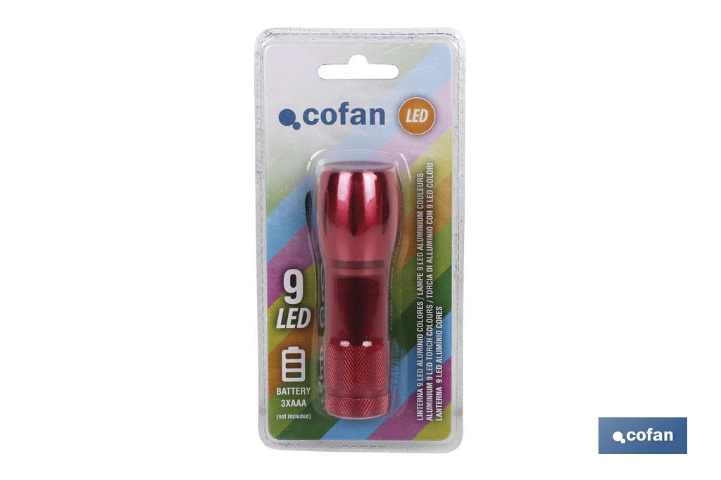 Linterna Aluminio 9 LED COLORES  - Cofan