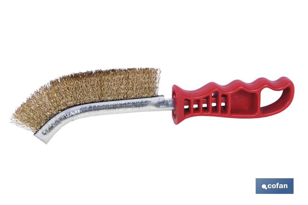 Cepillo universal de acero latonado | Mango ergonómico rojo | Longitud: 240 mm - Cofan