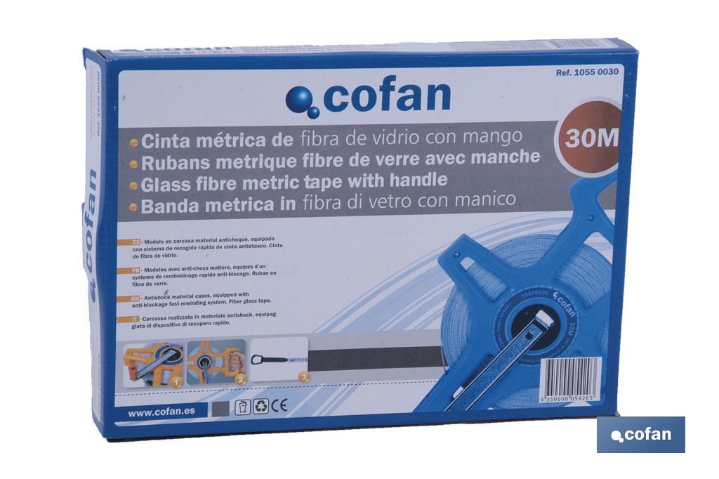 Glass fiber metric tape with handle - Cofan