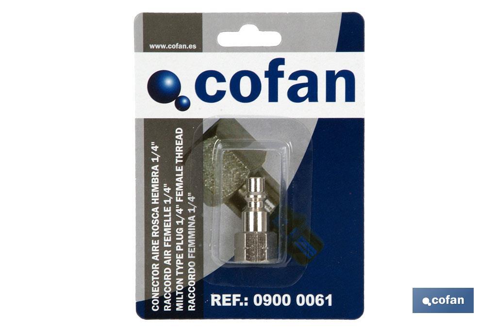 Conector de aire rosca hembra 1/2" | Acoplador rosca hembra BSP 1/2” para instalaciones neumáticas - Cofan