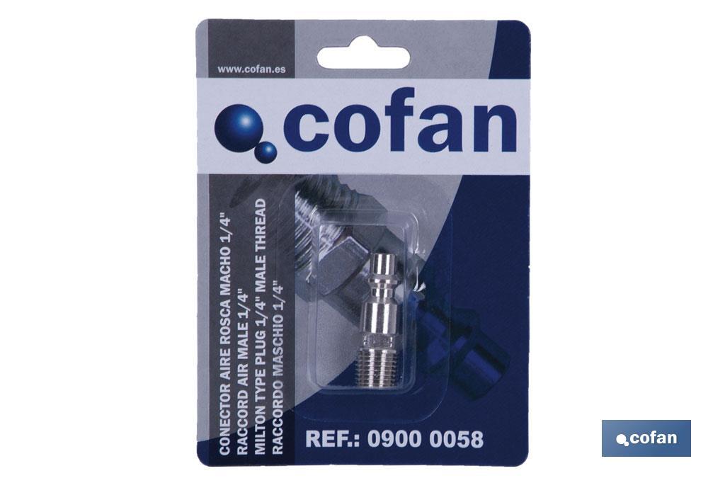 Conector de aire rosca macho 1/2" | Acoplador rosca macho BSP 1/2” para instalaciones neumáticas - Cofan