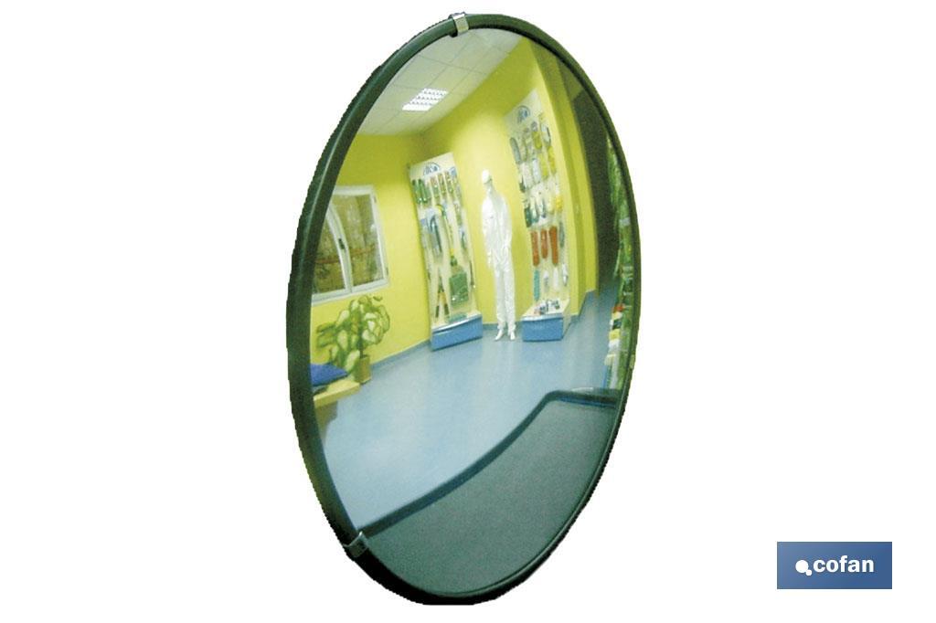 Espejo Interior | Ø30 cm | Soporte de Pared Incluido | Ángulo de Visión de 130° | Para Aparcamientos o Supermercados - Cofan