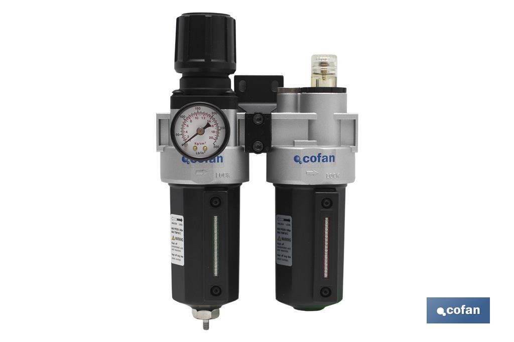 Filtre régulateur de pression + Lubrificateur filetage 3/8" - Cofan