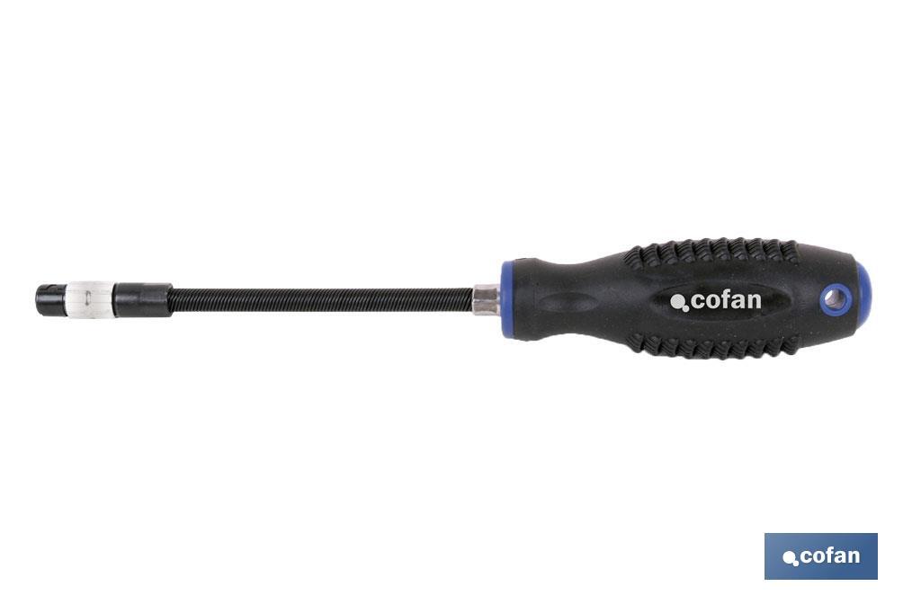 Screwdriver with flexible shaft for 1/4" bits | Confort Plus Model | With quick release 1/4" bit holder - Cofan