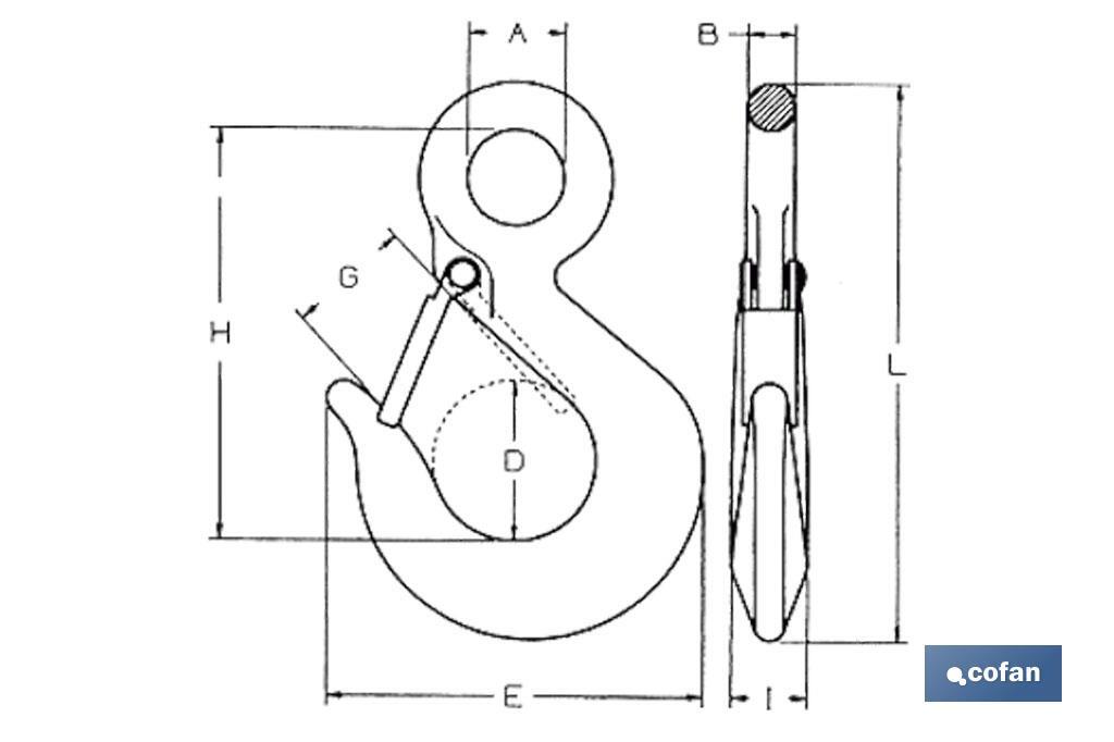 DIN-689-Haken mit Sicherung - Cofan