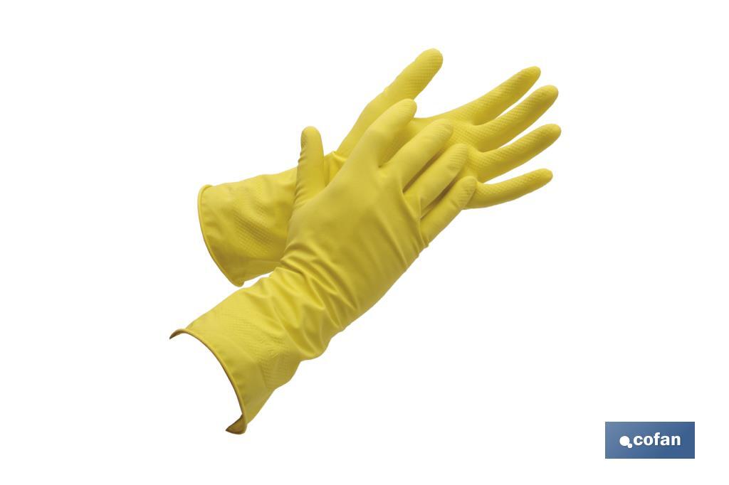 Latex gloves with cotton flocked lining | Optimal grip and holding | Protect and care for your skin | Ideal for cleaning tasks - Cofan