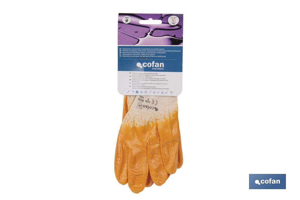 Gants en nitrile jaunes | Revêtement imperméable et non absorbant | Longue durée et résistants - Cofan