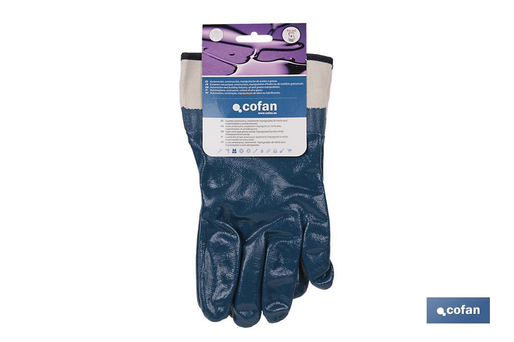 Guantes americanos de nitrilo azul | Para múltiples usos | Resistentes y duraderos | Cómodos y seguros - Cofan