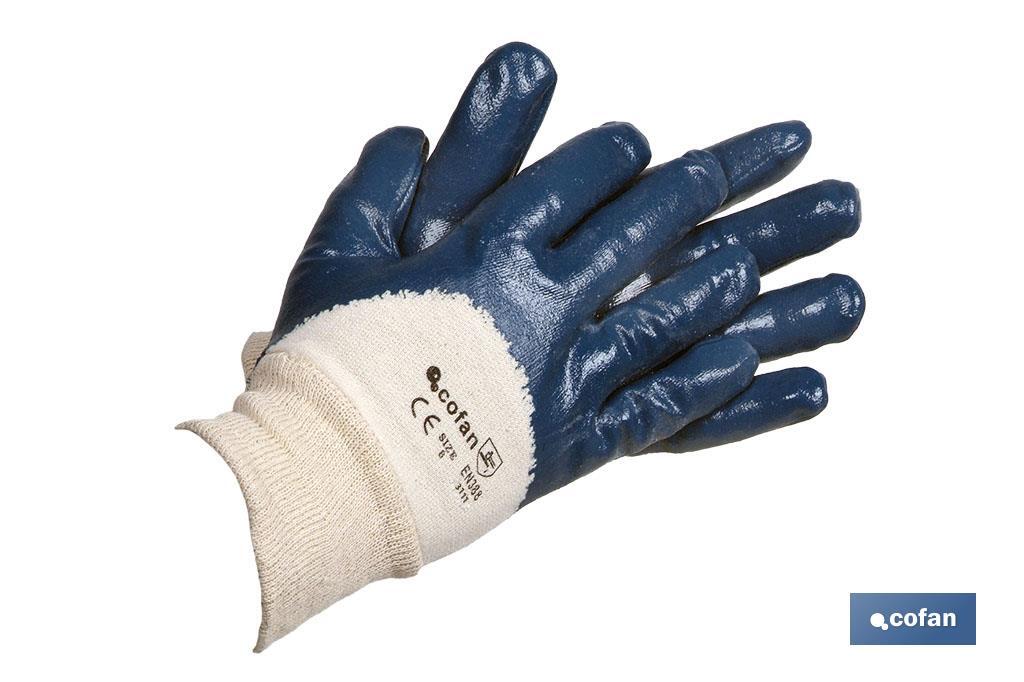 Guanti di nitrile blu | Rivestimento impermeabile e non assorbente | Durevoli e resistenti - Cofan