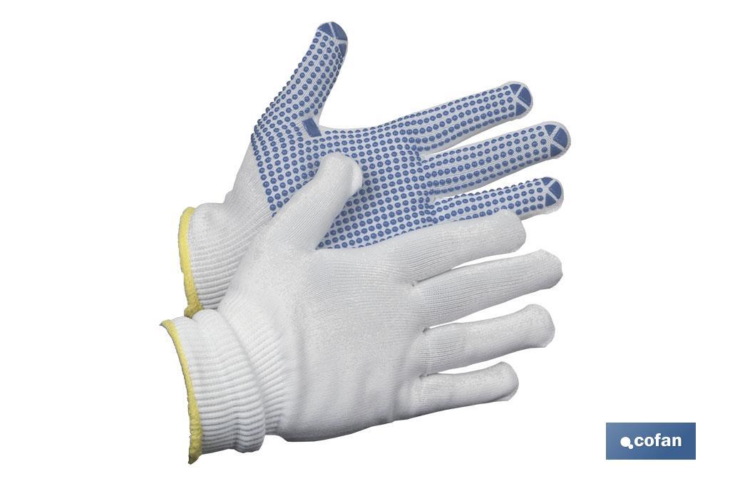 100% Nylon gloves | With PVC dots on the palm | Extra grip | Provide comfort and protection - Cofan