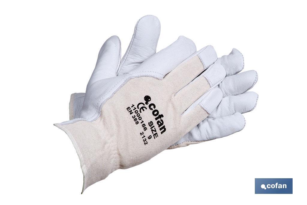 Cowhide leather and back knitted glove | Tough and durable glove | Breathable gloves | Safety and protection - Cofan