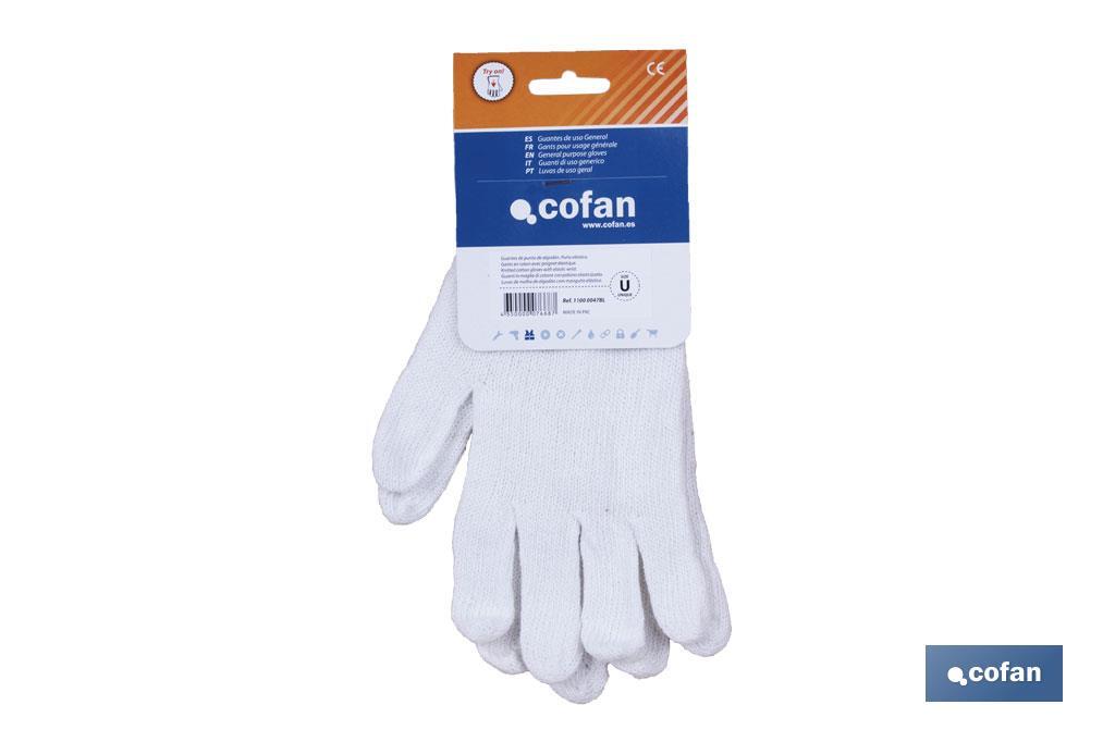 Cotton knitted gloves with elastic cuff | Comfortable and tough gloves | Correct adhesion | Ideal for agricultural activities - Cofan