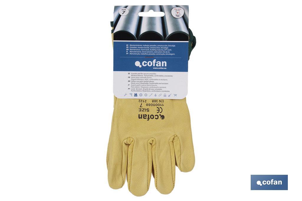 Cow leather glove | Standard quality | Safe and comfortable gloves | Tough and durable gloves - Cofan