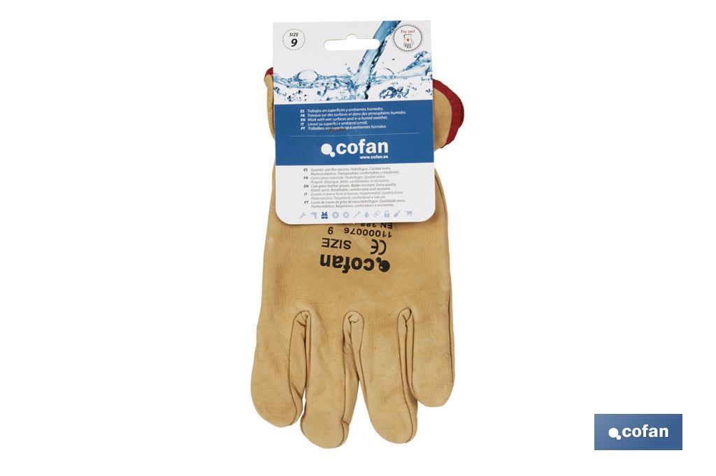 Cow leather gloves | Water-repellent gloves | Safe and comfortable gloves | Tough and durable gloves - Cofan