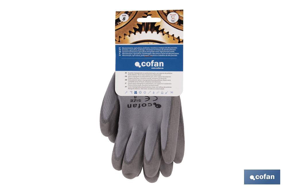 100% polyester gloves | Impregnated glove for added safety | Flexible gloves | Comfort and protection | Seamless gloves - Cofan