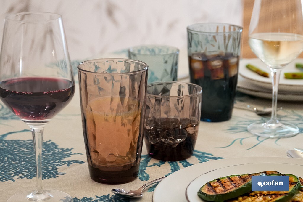 Pack of 6 tumbler glasses | Jade Model | Available in different capacities | Different colours - Cofan