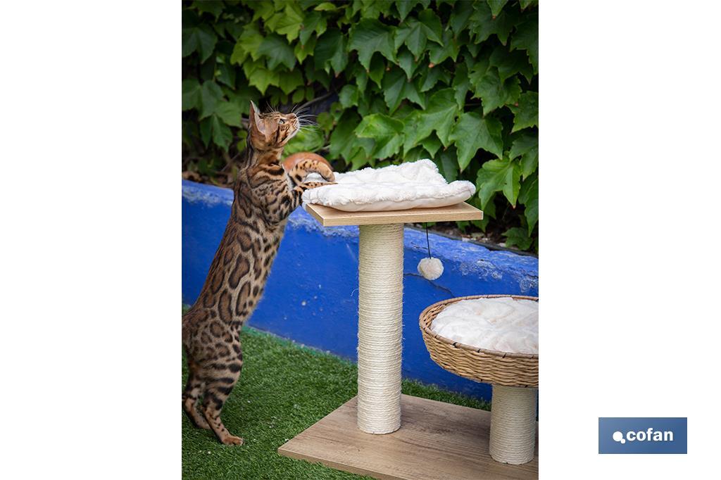 Cat scratcher with toy | Beige | Size: 48 x 39 x 51cm - Cofan