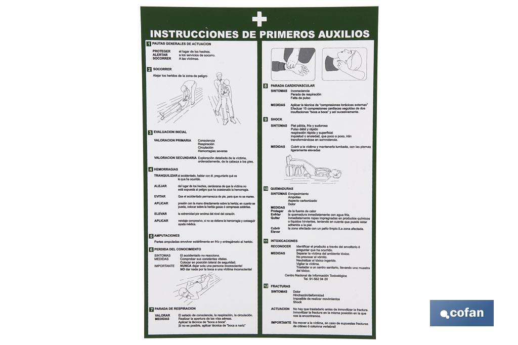 First aid instructions - Cofan