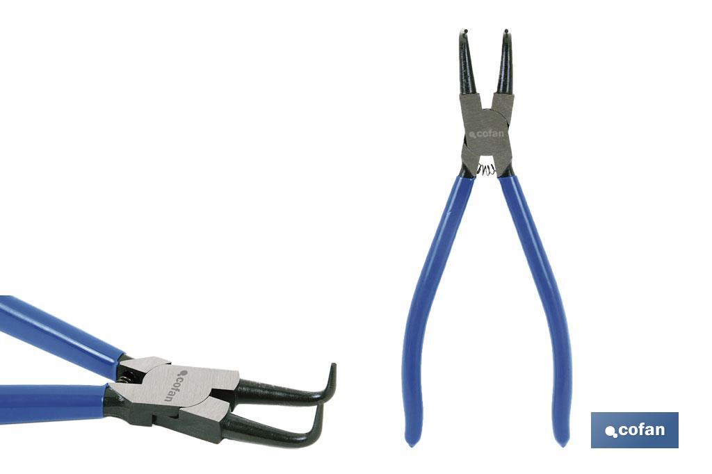 Bent round nose pliers for internal circlips | High-quality steel | Size: 225mm - Cofan