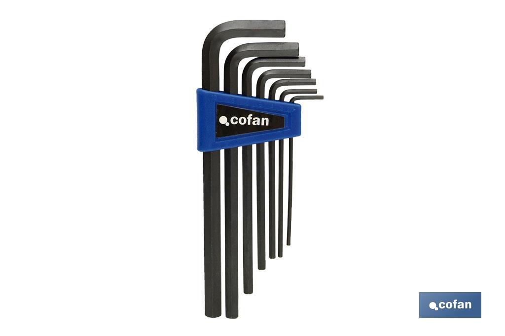 Set of hex keys | Long arm | 7 pieces | Content: 2.5 - 3 - 4 - 5 - 7 - 8 - 10 - Cofan