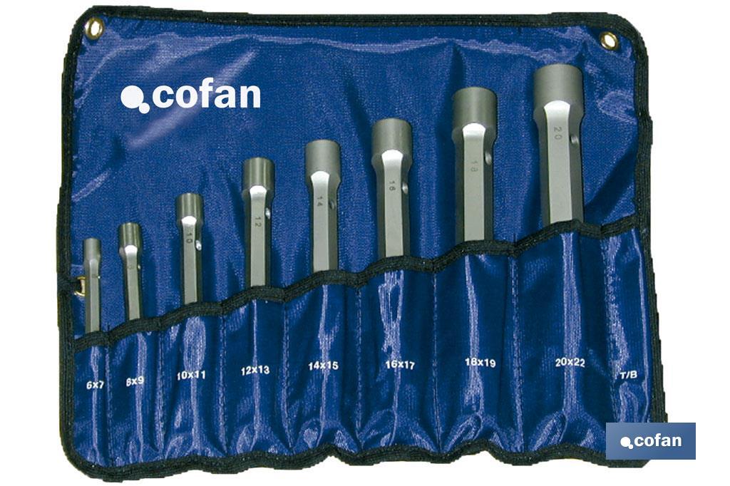 Set of 8 and 12 box spanners | Chrome-vanadium | Available sizes from 6 x 7 to 30 x 32 - Cofan