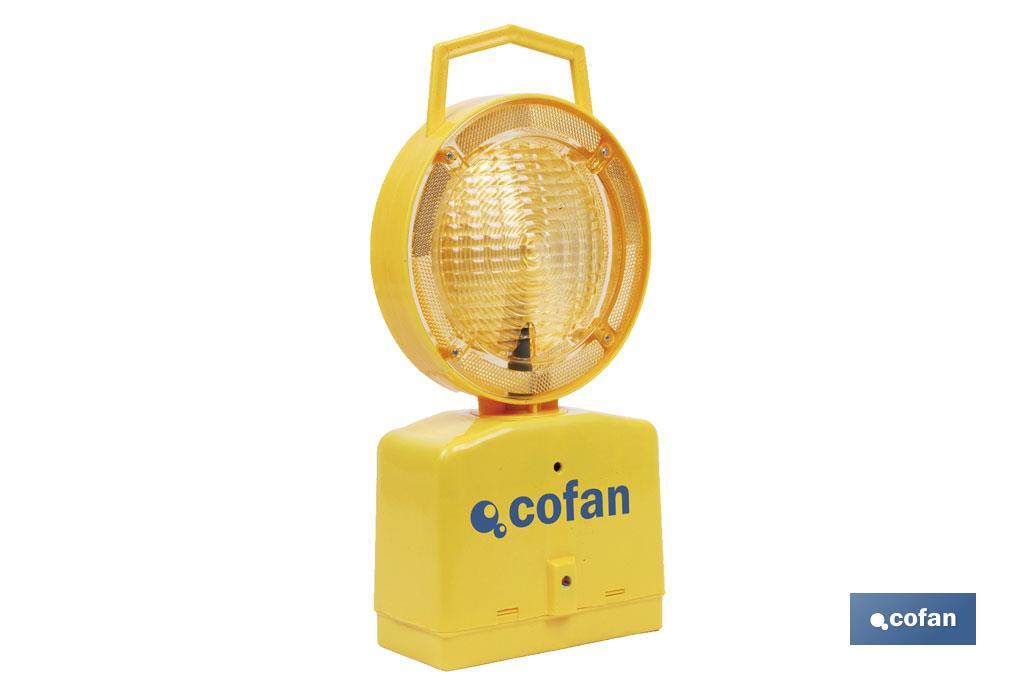 Lampe balise de signalisation sur les chantiers | Comprend capteur crépusculaire | Couleur jaune - Cofan