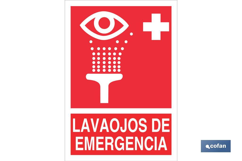 Señal luminiscente de socorro Lavaojos de emergencia. El diseño de la señal puede variar, pero en ningún caso se variará el significado de la misma. - Cofan